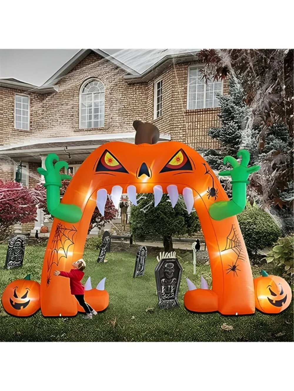 Halloween Inflatable Lighted Pumpkin Archway 13 FT(L) x 10 FT(H), Giant